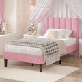 Twin Size Upholstered Velvet Bed Frame with Adjustable Headboard