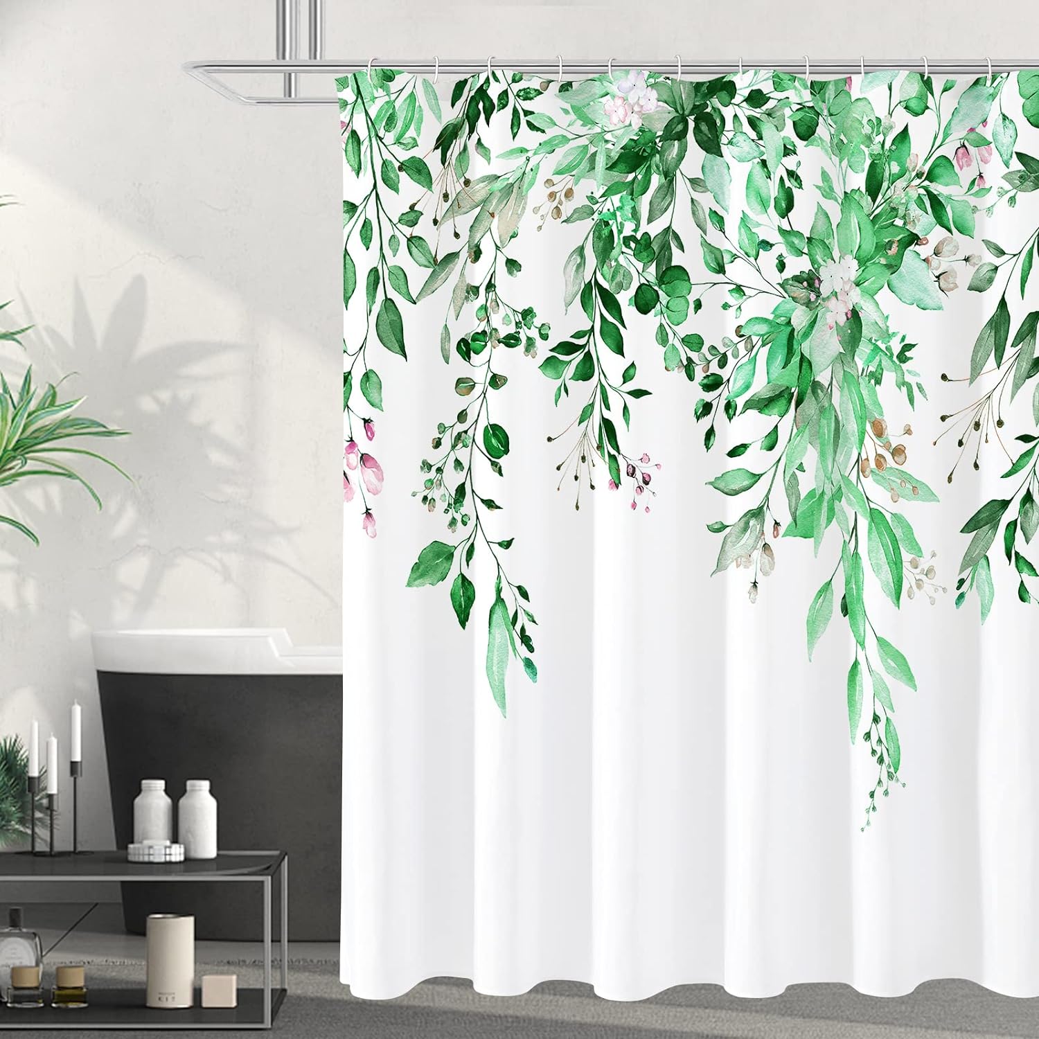 Emerald Green Eucalyptus Shower Curtain Set
