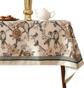 Designer Vintage Linen Long Rectangle Tablecloth - Elegant Floral