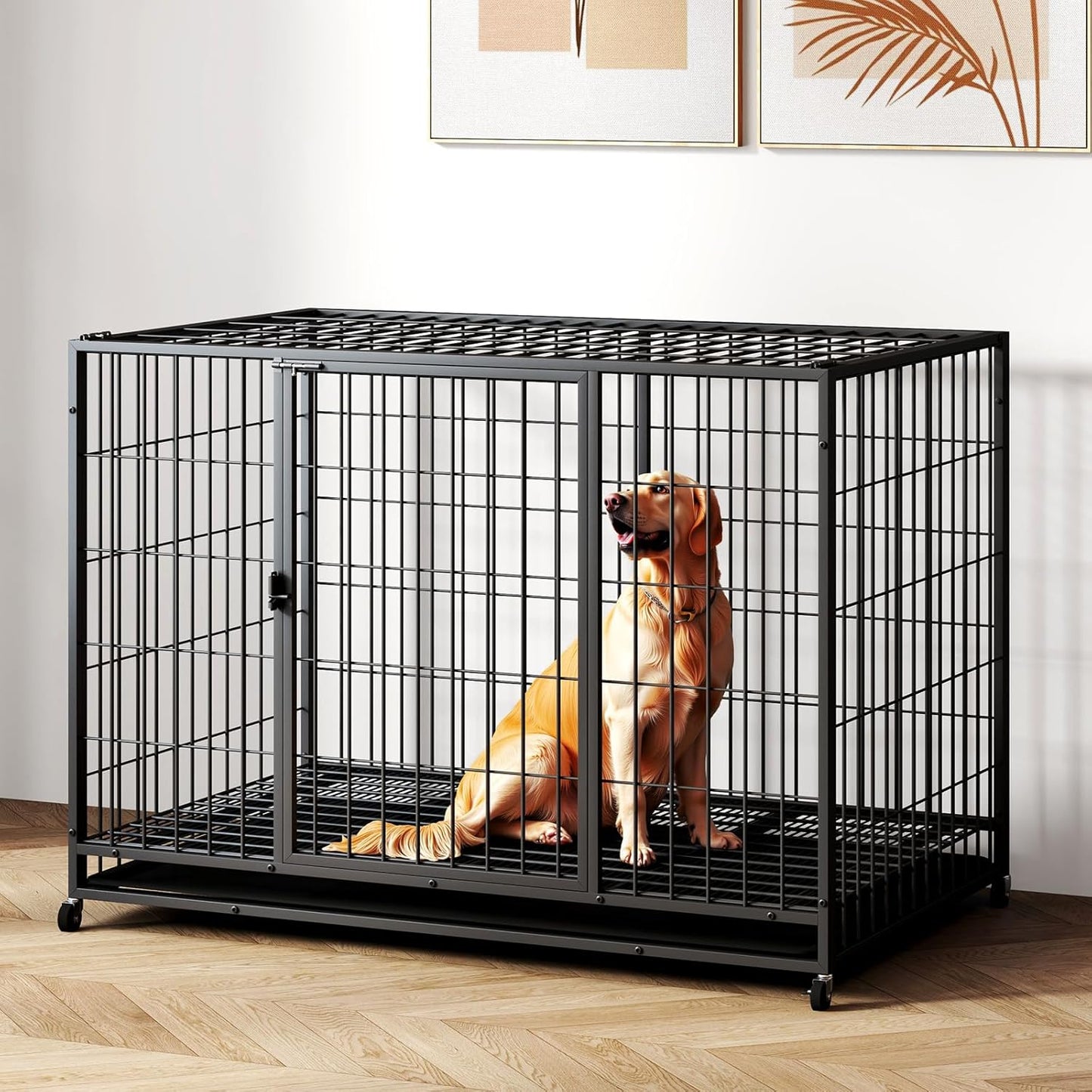 48 Inch Metal Wire Dog Crate for Large Dogs with Tray