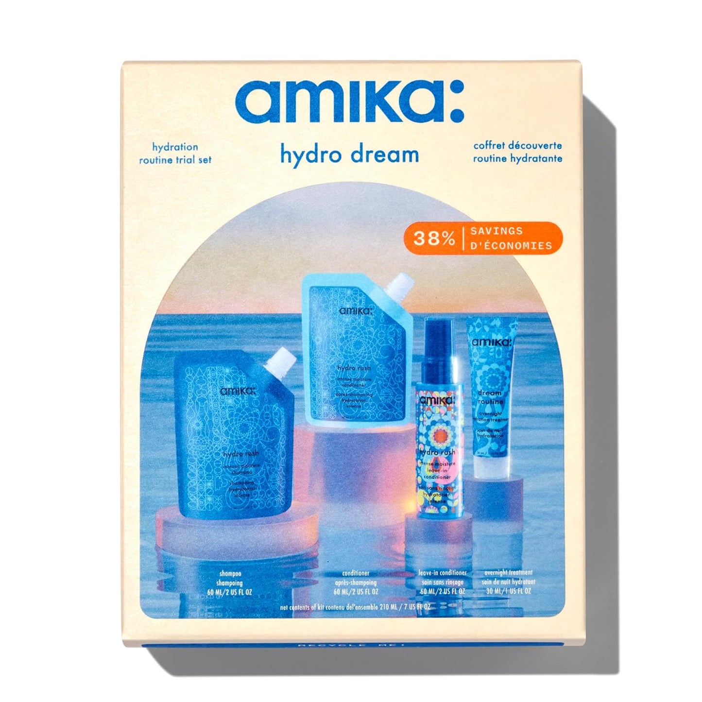 amika hydro dream hair routine trial set for hydrated hair
