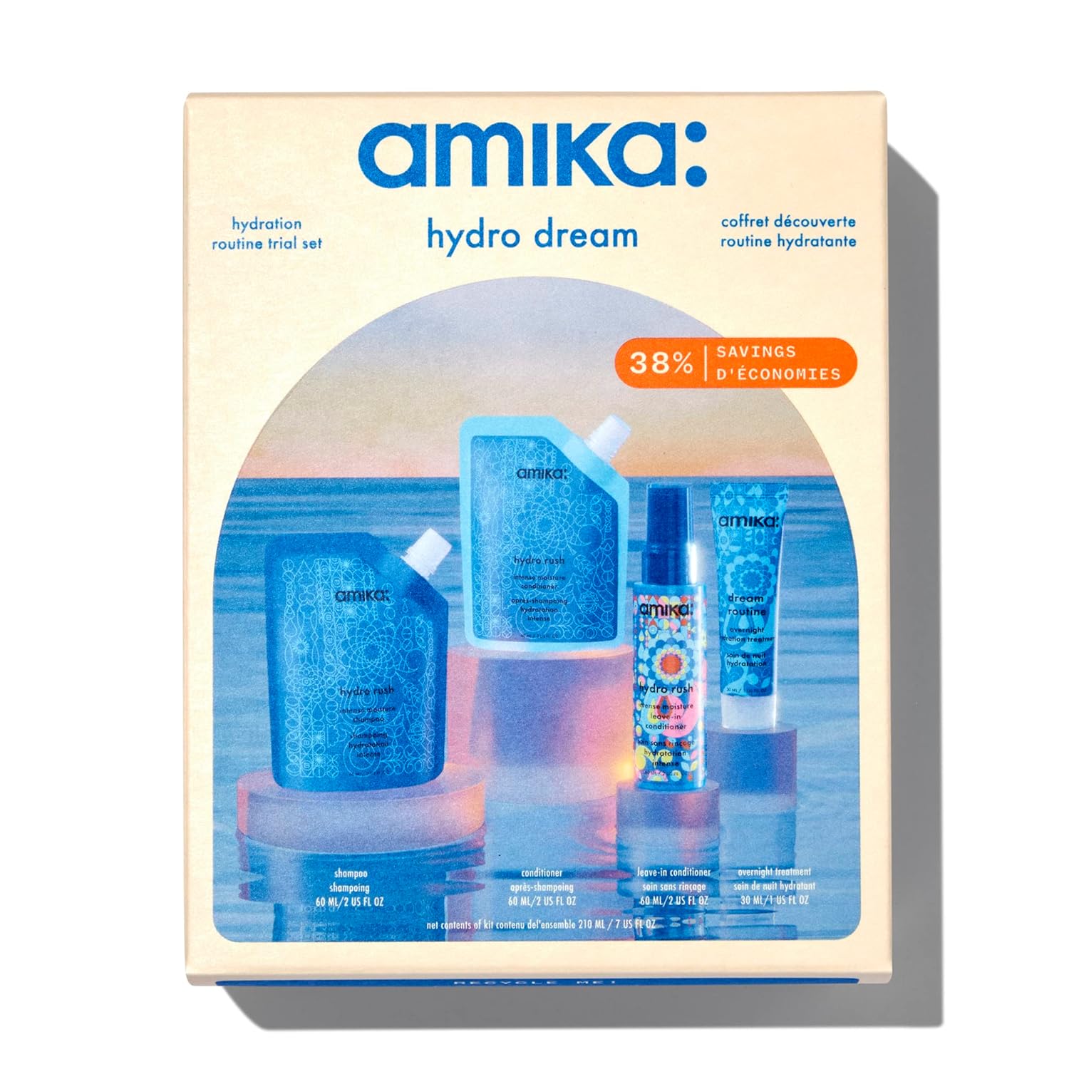 amika hydro dream hair routine trial set for hydrated hair