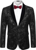 Men's Velvet Tuxedo Floral Blazer Jacket - Distinctive Dinner & Prom