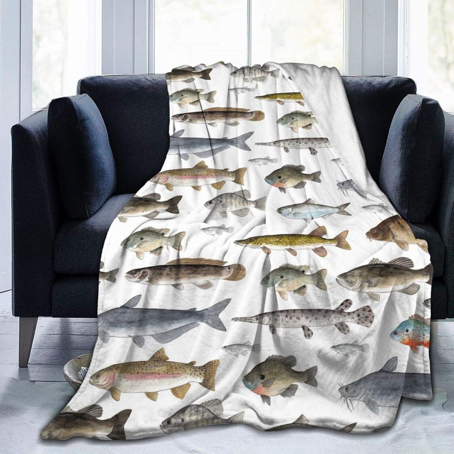 Watercolor Marine Life Yoga Throw Blanket for Better Sleep