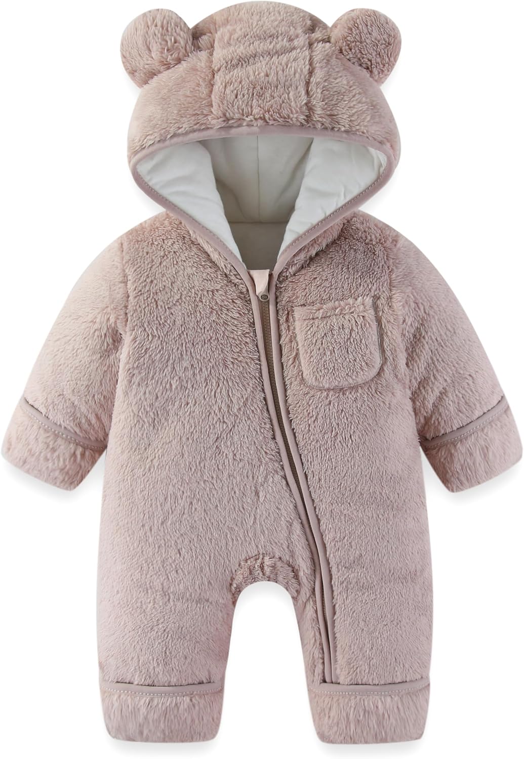 Newborn Baby Bear Outfit with Fold-Over Mittens and Footies