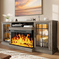 80ft Fireplace TV Stand with 3-Sided Glass - Modern Farmhouse Media