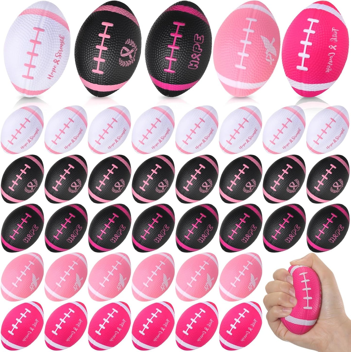100 Pcs Breast Cancer Awareness Stress Balls for Charity Events