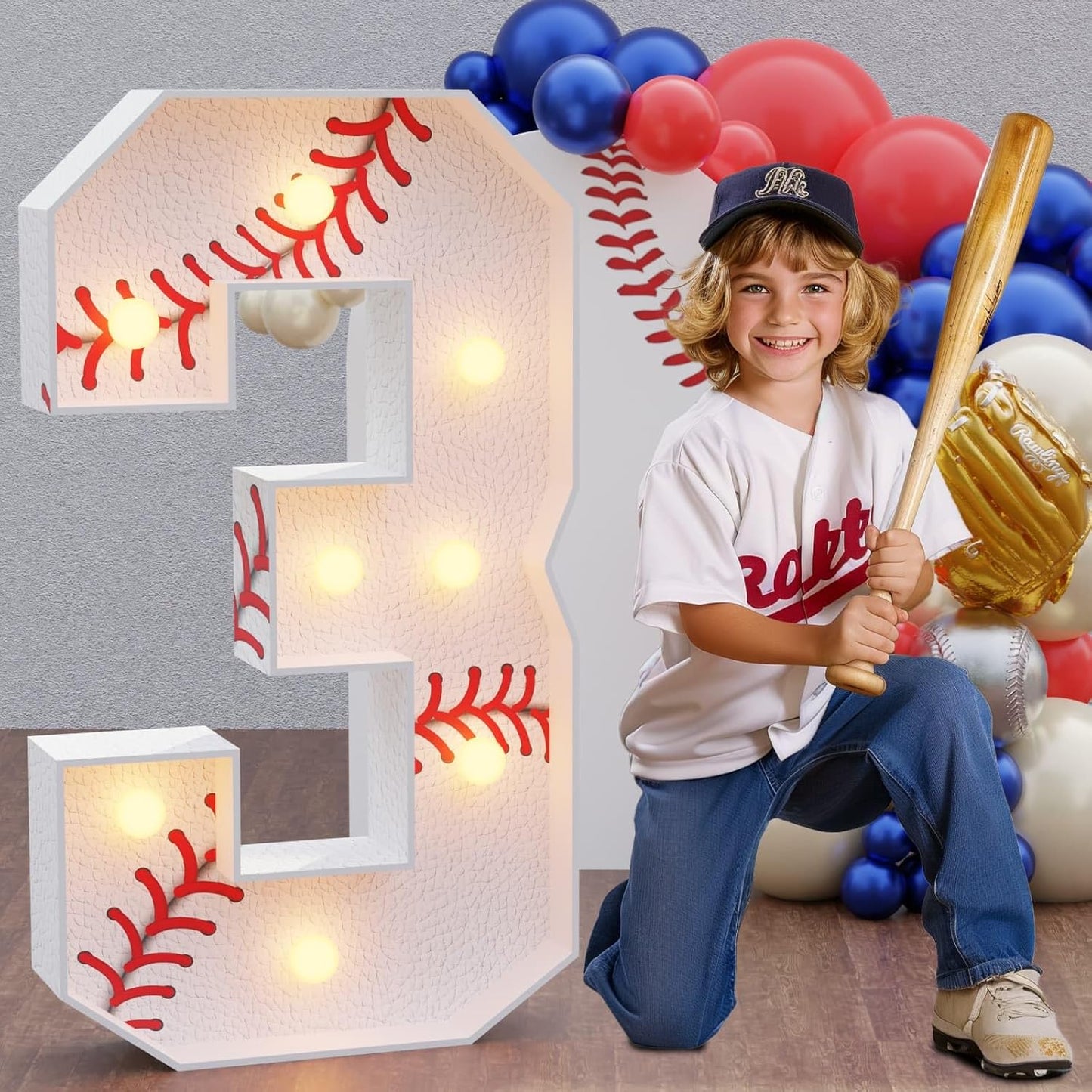 Marquee Numbers Baseball Birthday Decorations for Kids' Parties