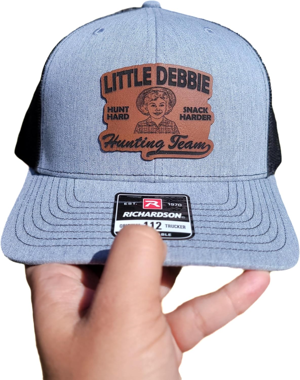 Snack Cake Hunting Team Adult Size Leather Patch Hat for Dads
