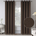 Cocoa Brown Linen 100% Blackout Curtains 84 in - Energy Saving Drapes