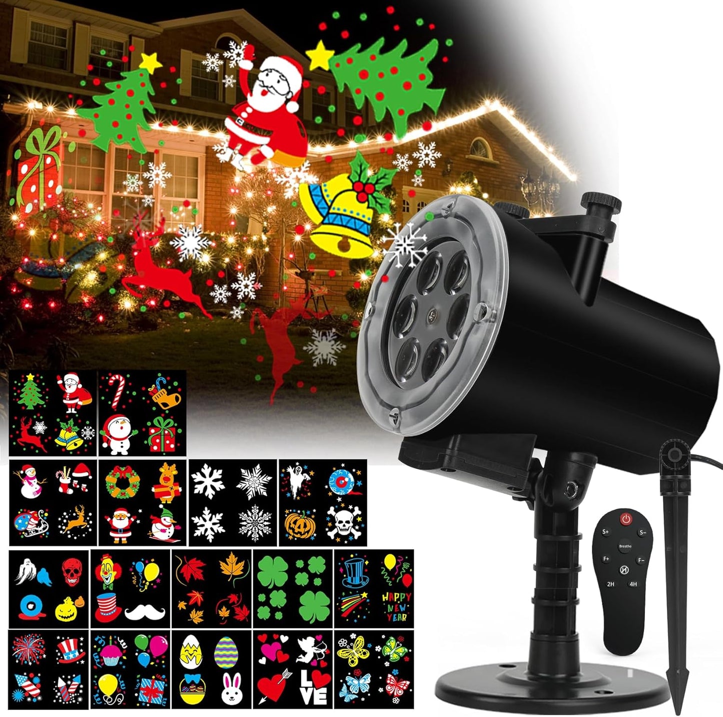16 Slides Holiday LED Projector - Waterproof Landscape Lamp
