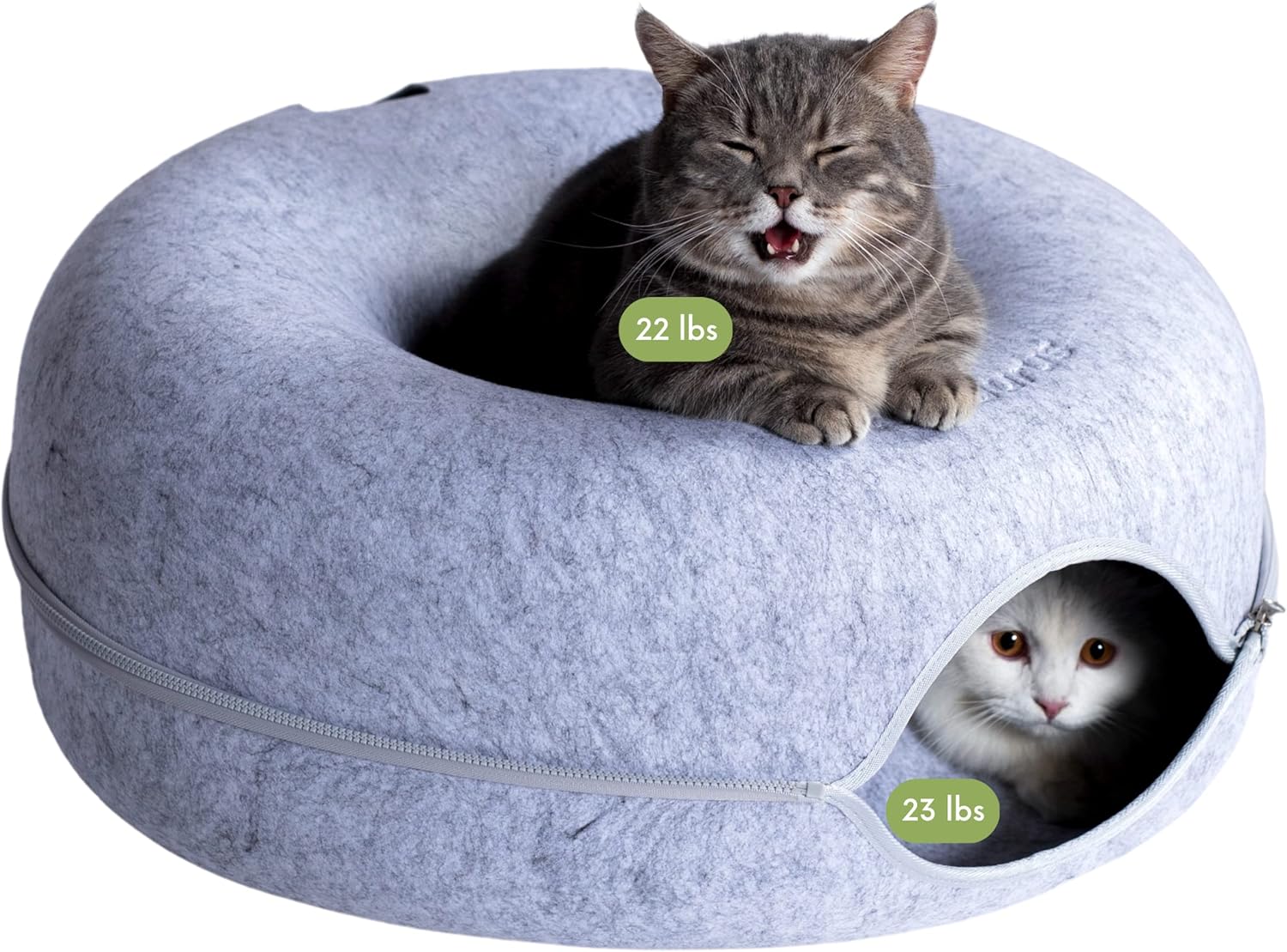 Peekaboo Cat Cave for Large Cats - Comfy Donut Tunnel Bed