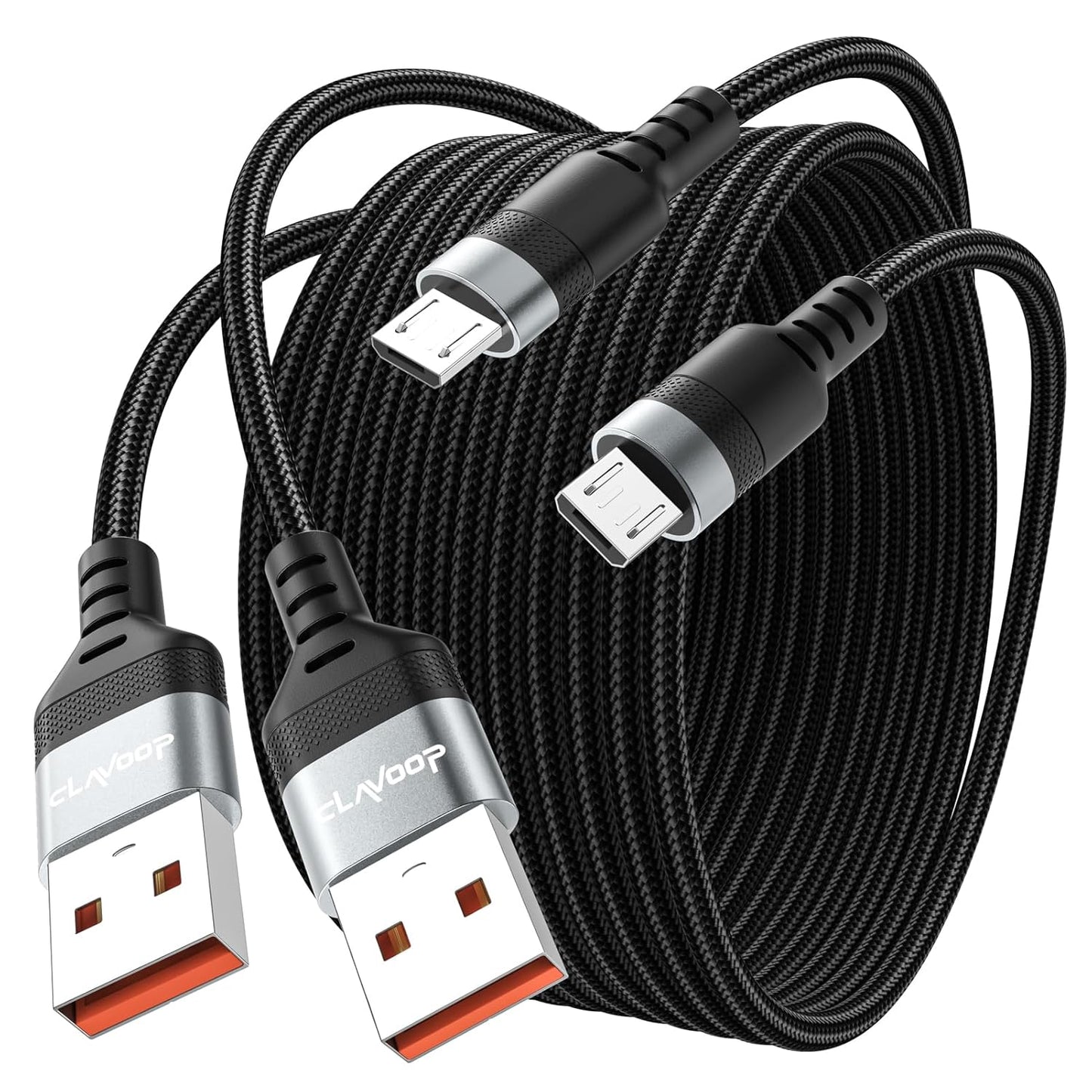 Fast Charging 10ft Micro USB Cable 2 Pack by CLAVOOP