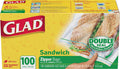 Glad Zipper Food Storage Sandwich Bags - 100 Count Pack (Value)