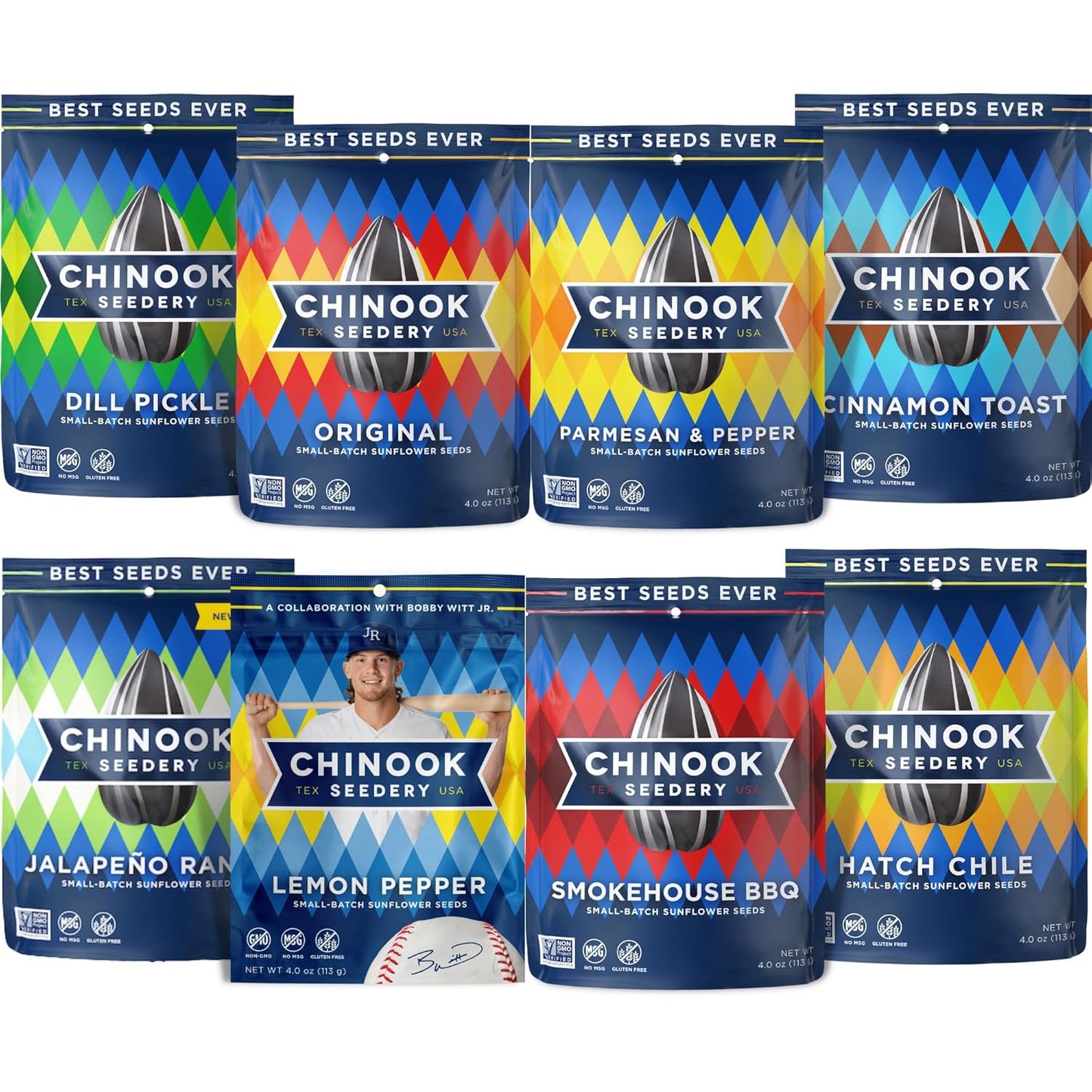 Chinook Seedery Roasted Jumbo Sunflower Seeds - 8 Flavor Pack