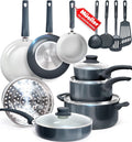 Healthy Stone 16-Piece Non Stick Pots and Pans Set - Slate