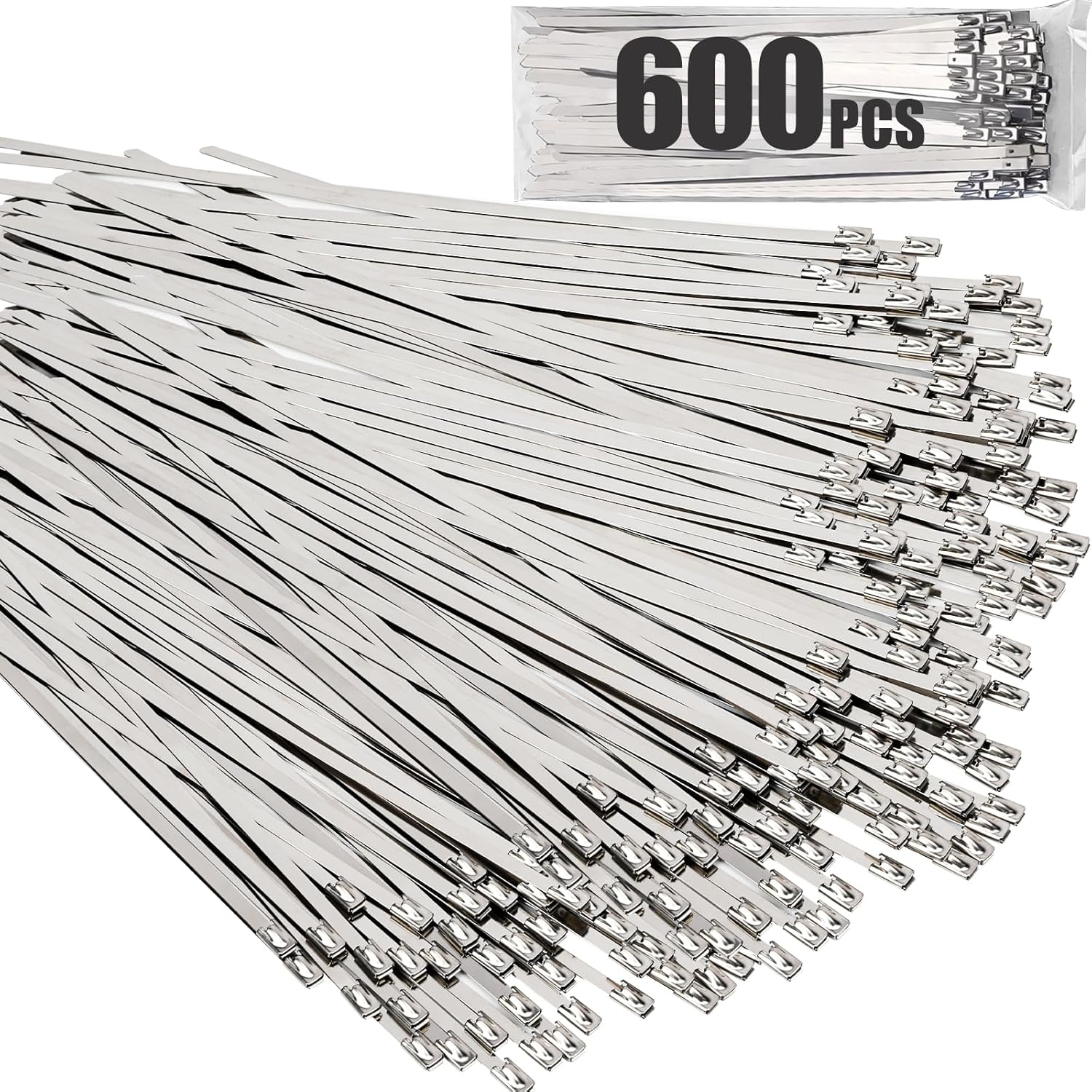 600pcs Metal Zip Ties 12 Inch for Heavy Duty Applications