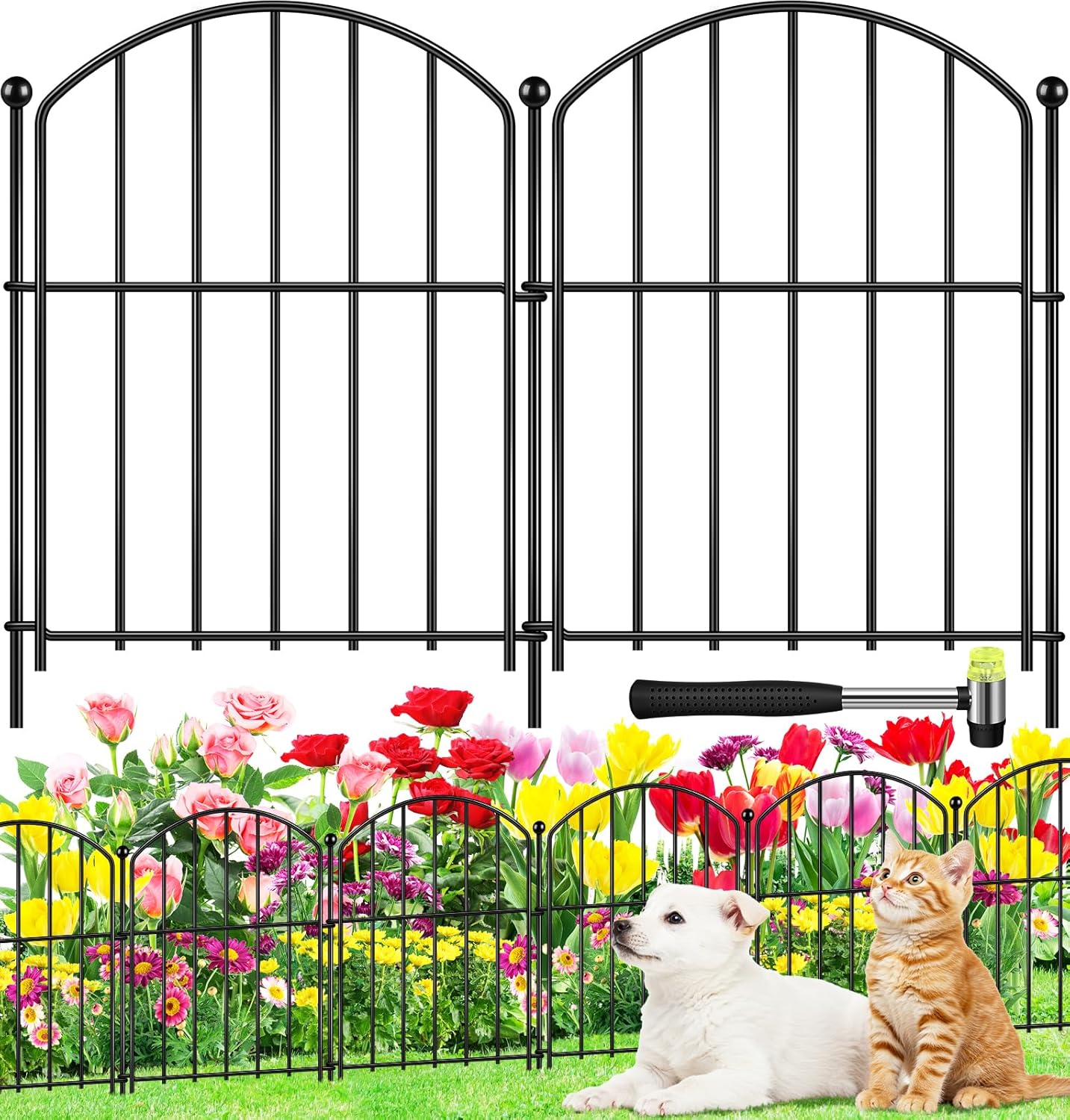 Decorative Garden Fence for Dogs & Rabbits - 20ft Metal Panels