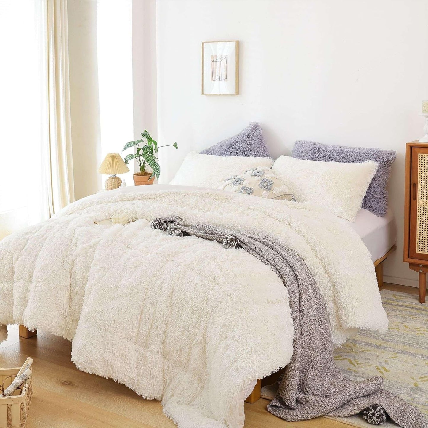 Smoofy Faux Fur Plush Twin Comforter Set for Ultimate Comfort