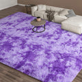 EVOIONOS Tie-Dyed Purple Area Rug 6x9 - Washable Fluffy Shag