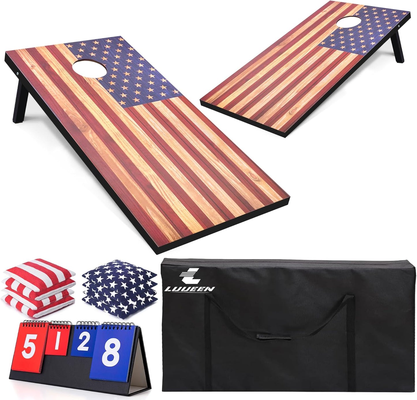 Premium Regulation Cornhole Boards Set with Bean Bags & Case