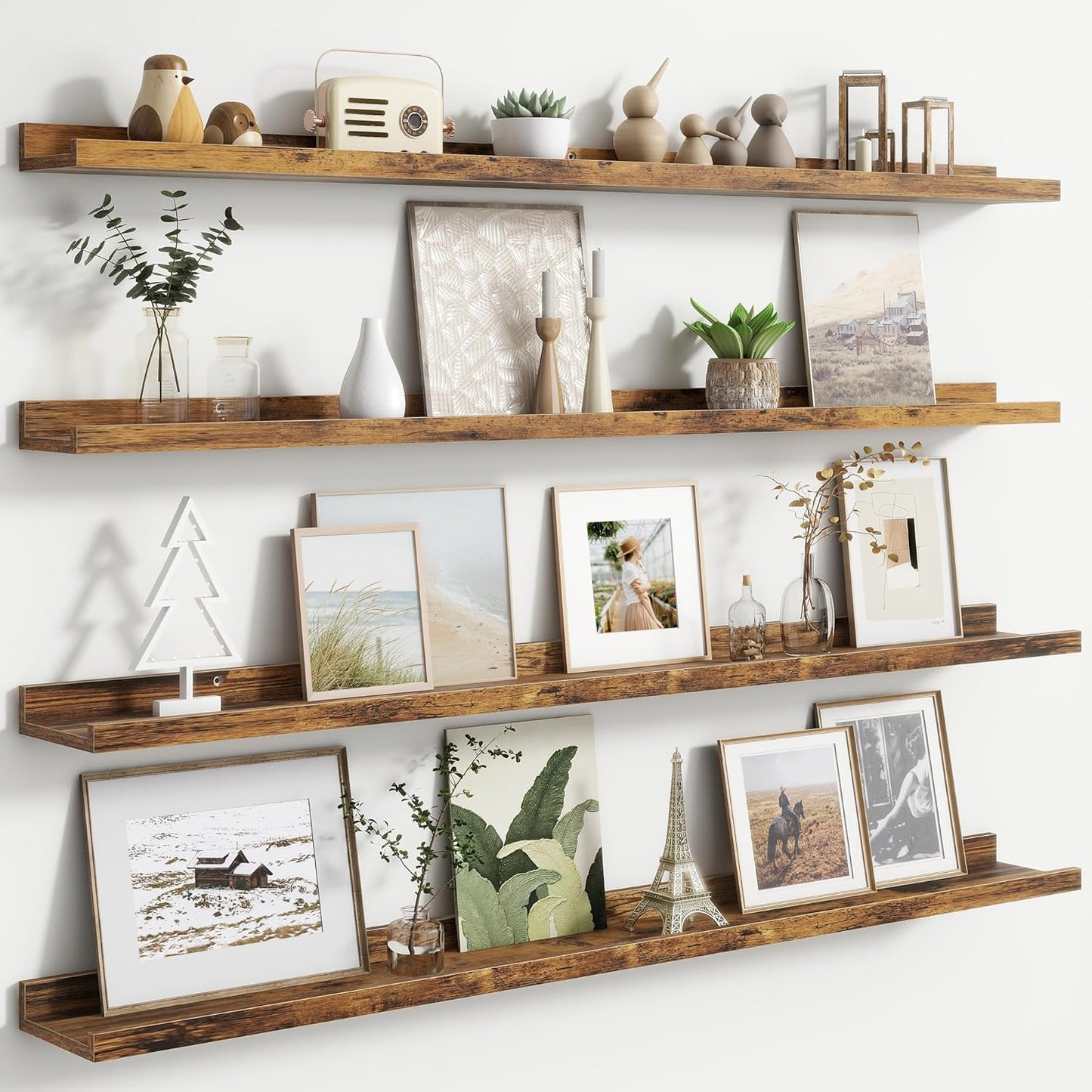 Floating Picture Ledge Shelves Set of 4 for Kids and Home Decor