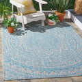 SAFAVIEH Washable Rug for Outdoor & Indoor Use, Light Grey & Aqua