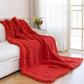 Chunky Knit Blanket Luxury Soft Cozy 40 x 50 Throw - Wine red