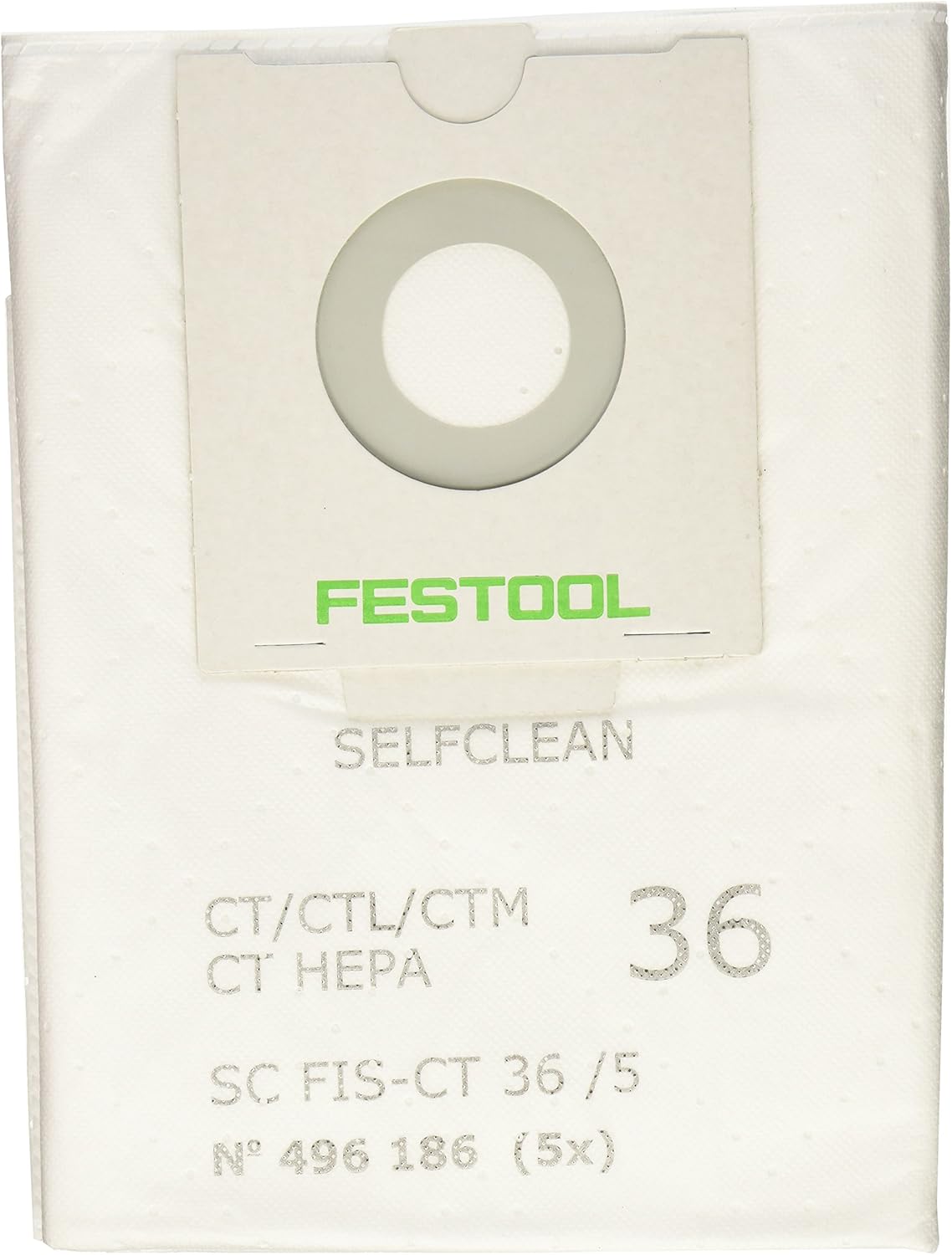 Festool 496186 SELFCLEAN Filter Bag for CT 36 - 5 Pack