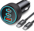 67W 3-Port Super Fast Type C Car Charger - Fast PD/QC Charging