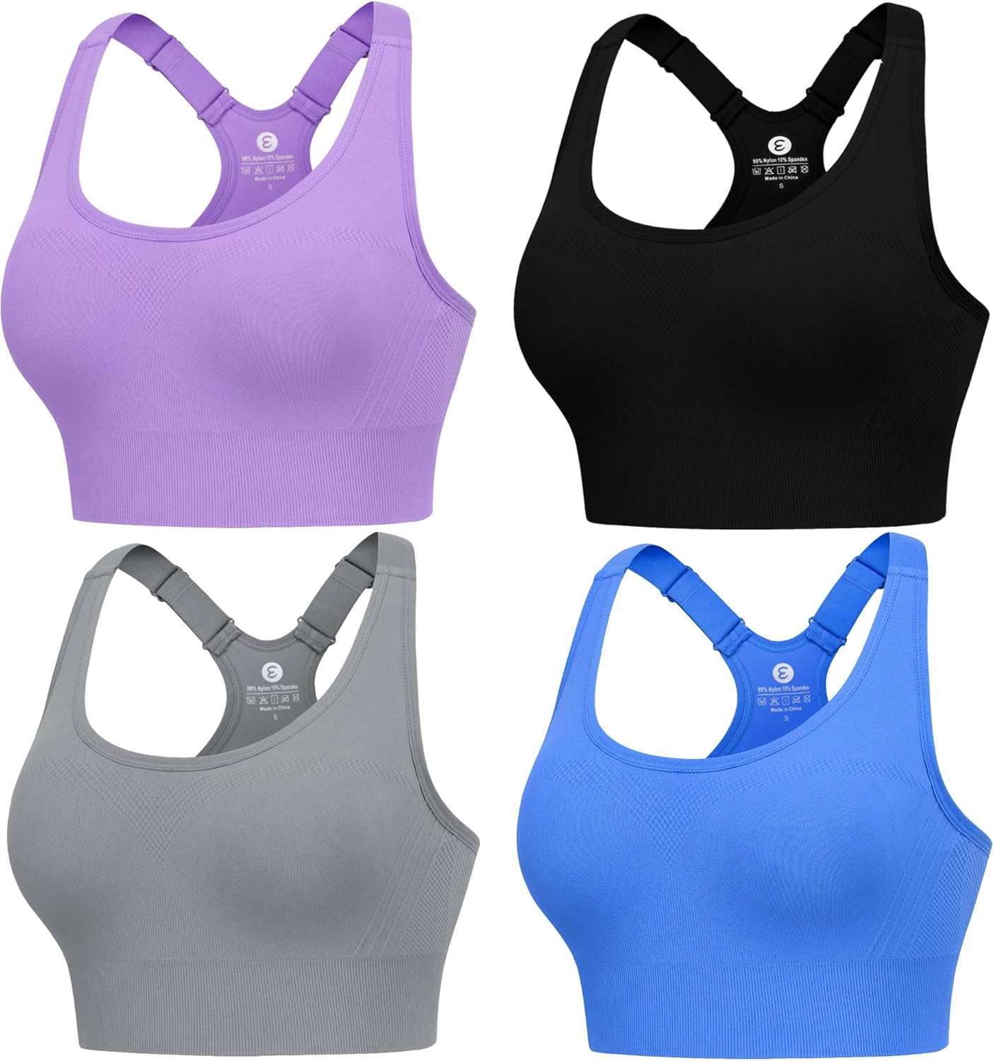 Evcute Adjustable Sports Bras for Women High Support 3/4 Pack