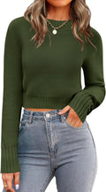 Zeagoo Women's Cropped Crewneck Sweater - Cozy Ribbed Knit
