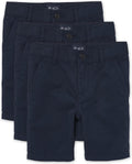 Boys Stretch Chino Shorts Pack of 3 - Adjustable Waist school-ready