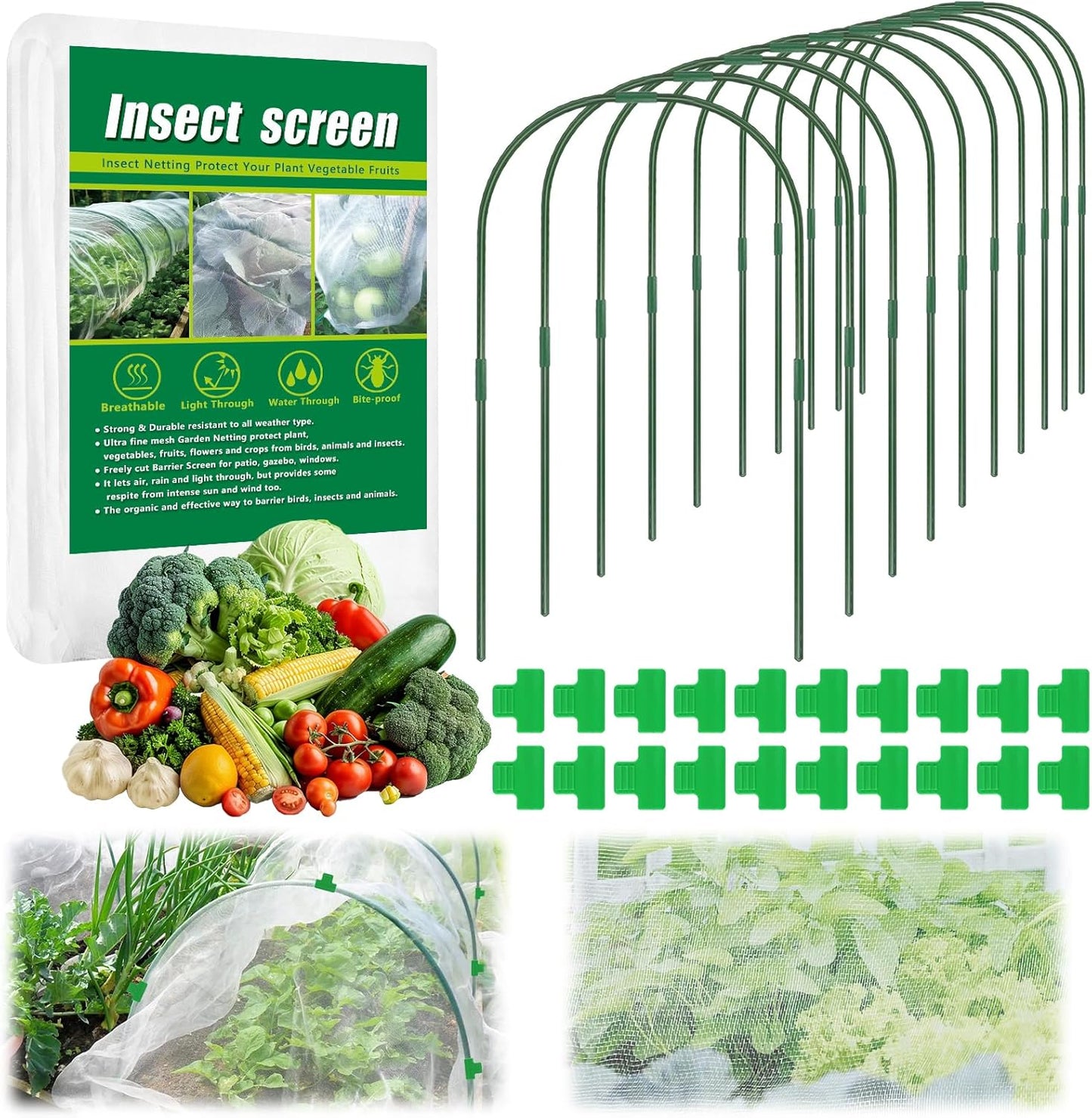 10 X 50 FT Garden Mesh Netting Kit for Pest Protection
