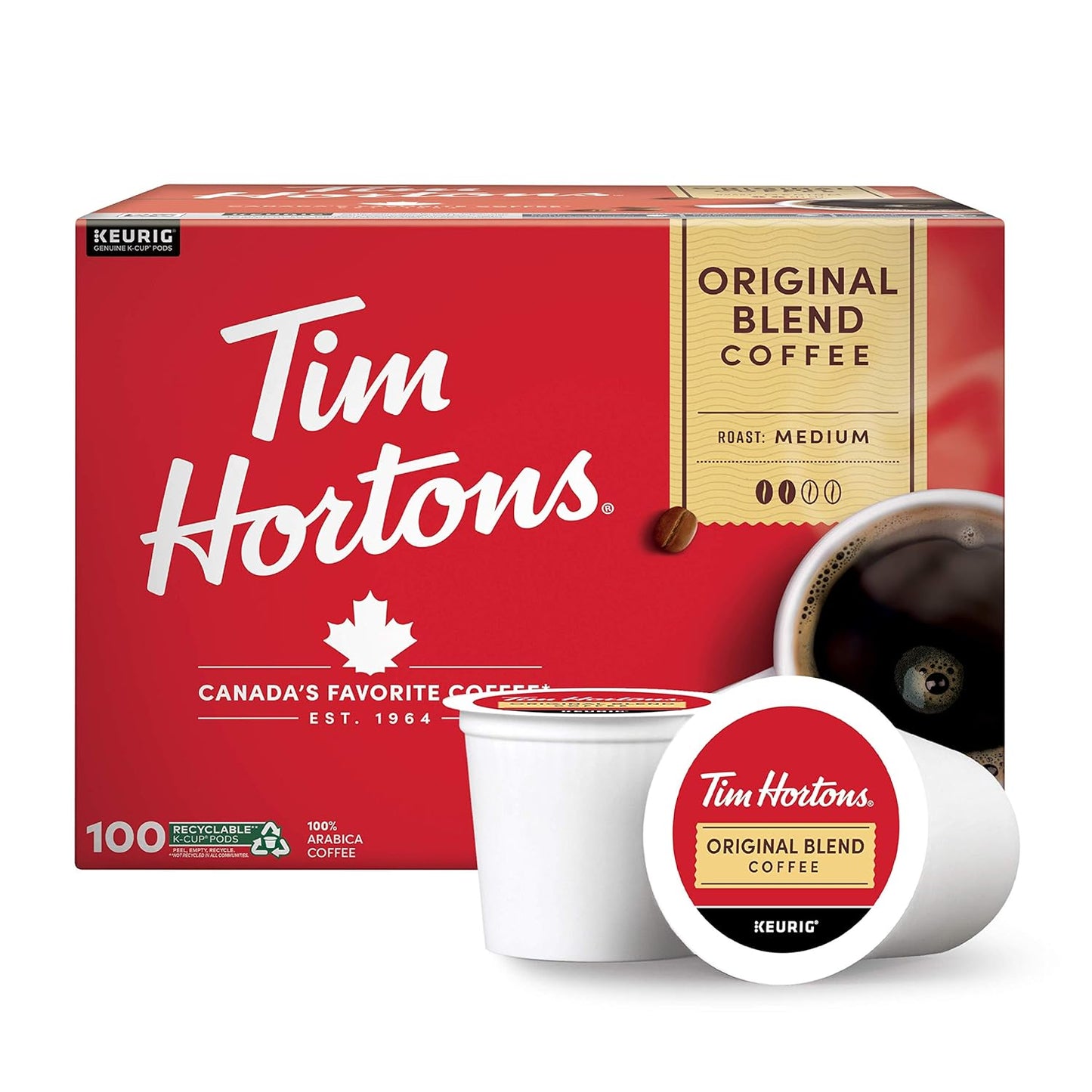 100ct Tim Hortons Medium Roast K-Cup Pods
