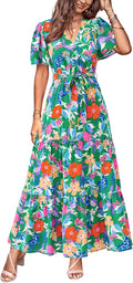 MASCOMODA Swiss Dot Maxi Wrap Dress - Flowy Summer Wedding Guest