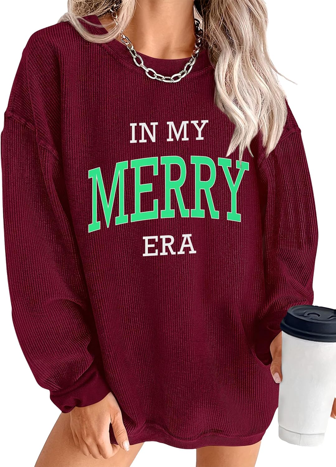 Merry Xmas Corduroy Sweatshirt, Cozy & Funny!  YZMI