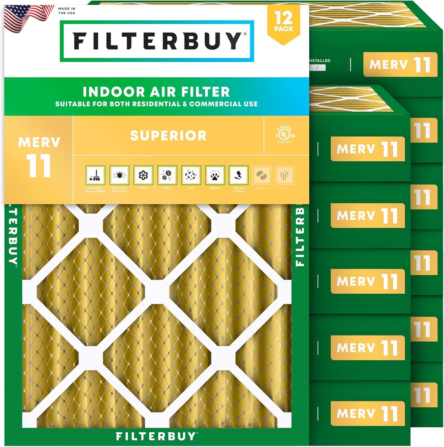 Filterbuy 20x23x4 Air Filter MERV 11 for Allergen Defense