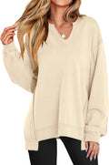 Women's Oversized V-Neck Sweatshirt Tunic - Cozy Casual Fall Essential