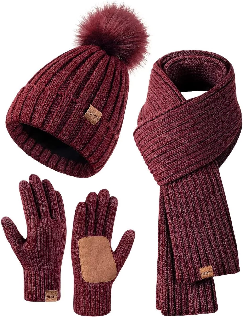 Winter Beanie Hat Scarf Gloves Set for Women - Stylish Warmth
