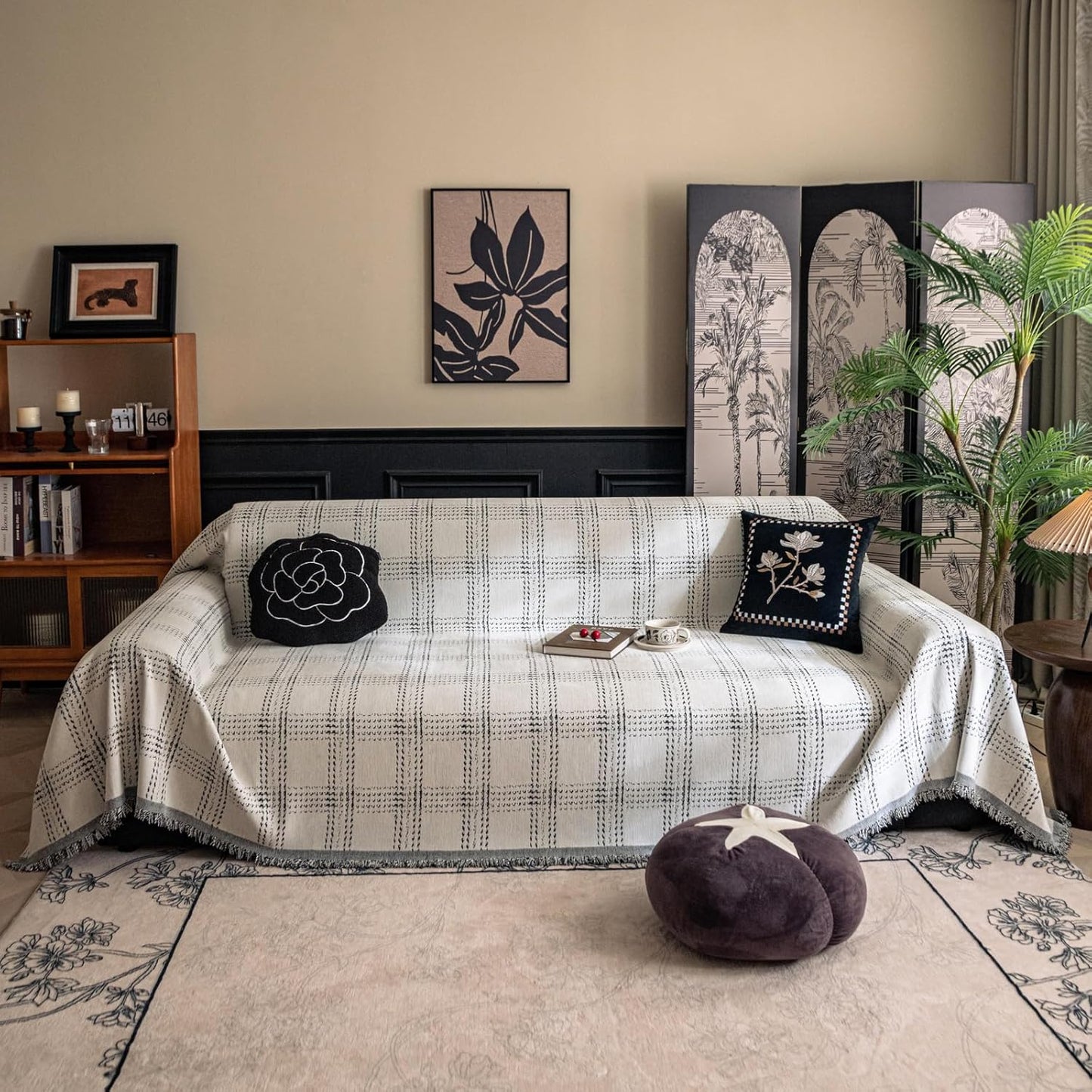 HANDONTIME Couch Cover for Sofa Washable, Chic Geometric Design