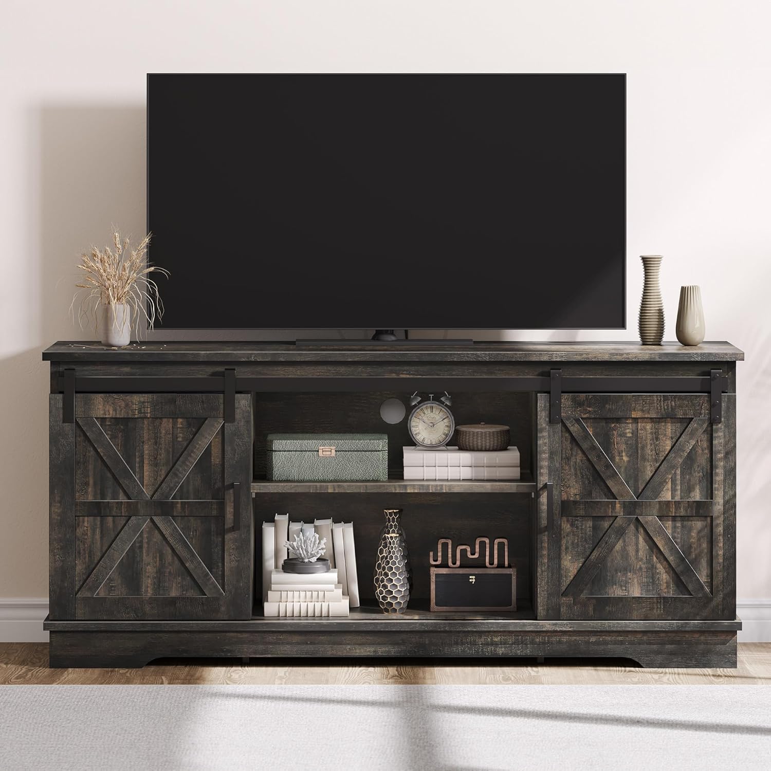 Farmhouse TV Stand - Rustic Media Console