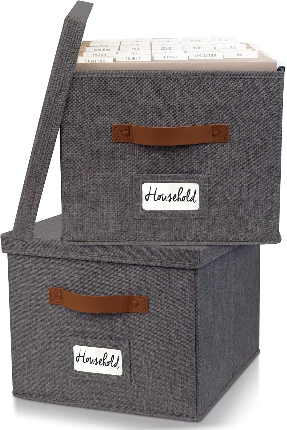 ZICOTO Decorative File Organizer Box Set of 2 for Stylish Storage