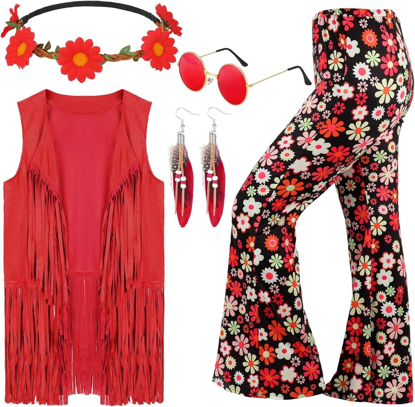 60s 70s Costume for Women Disco Outfits with Accessories Set