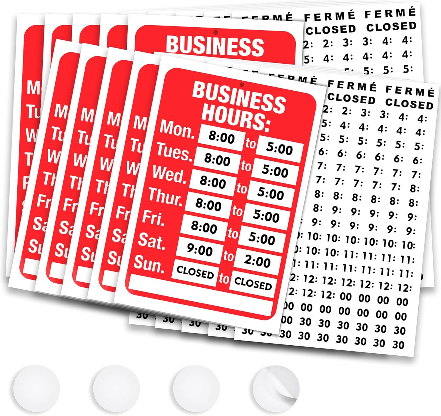 Open Signs Business Hours Sign Kit for Glass Door or Window