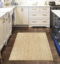 LEEVAN Washable Kitchen Rugs 3x5 Tan/Cream - Reversible Cotton Braided