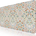 Cute Desk Mat for Keyboard and Mouse - Large Floral Desk Pad (Beige)