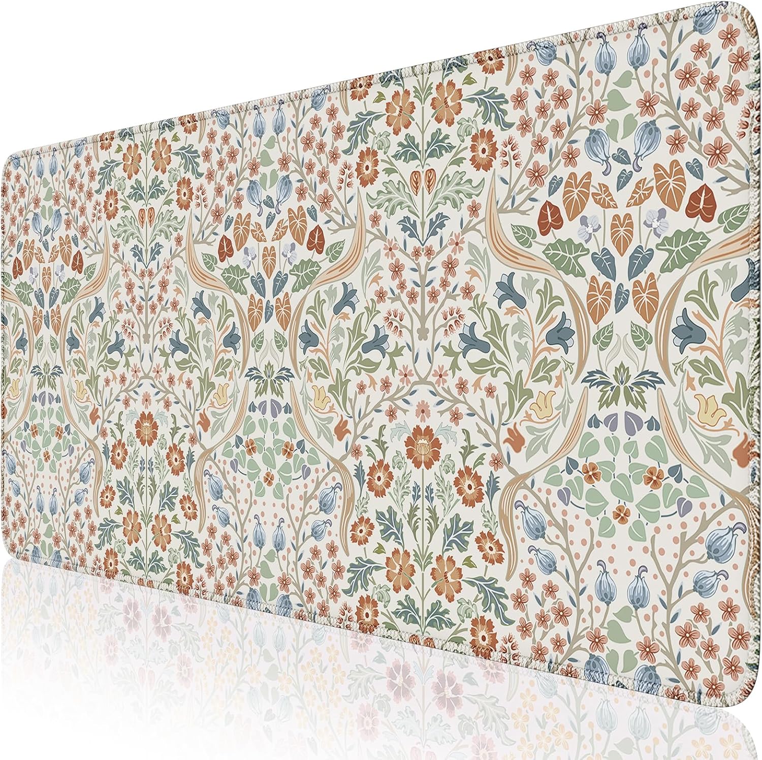 Non-Slip Floral Desk Mat: Beige Beauty by HAOCOO