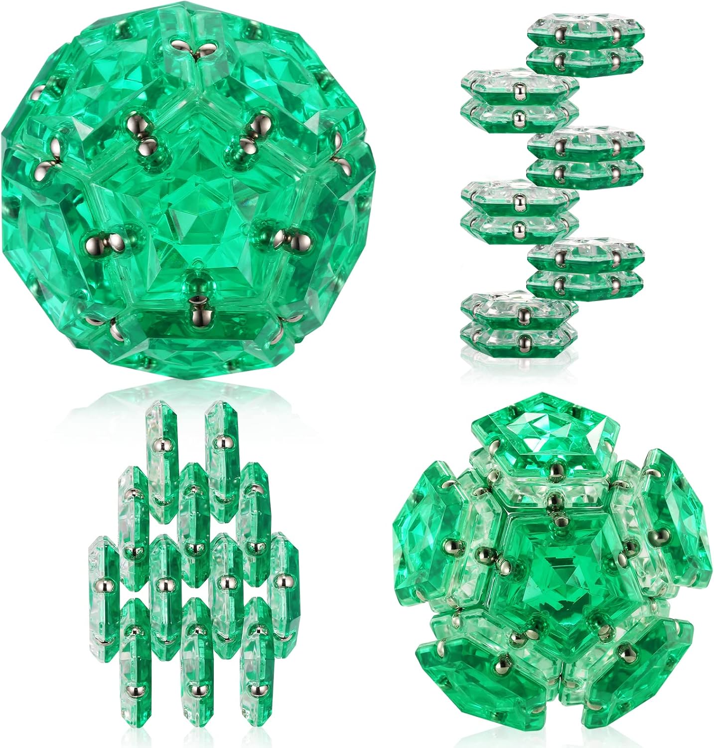 Crystal Green Magnetic Fidget Sphere Set - Inspire Creativity!