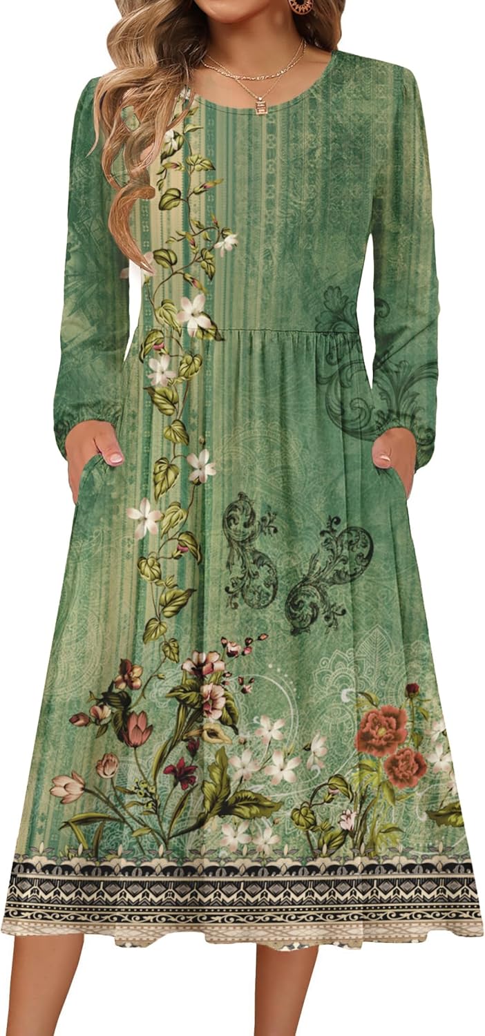 Zeagoo Long Sleeve Dresses for Women with Pockets and Style